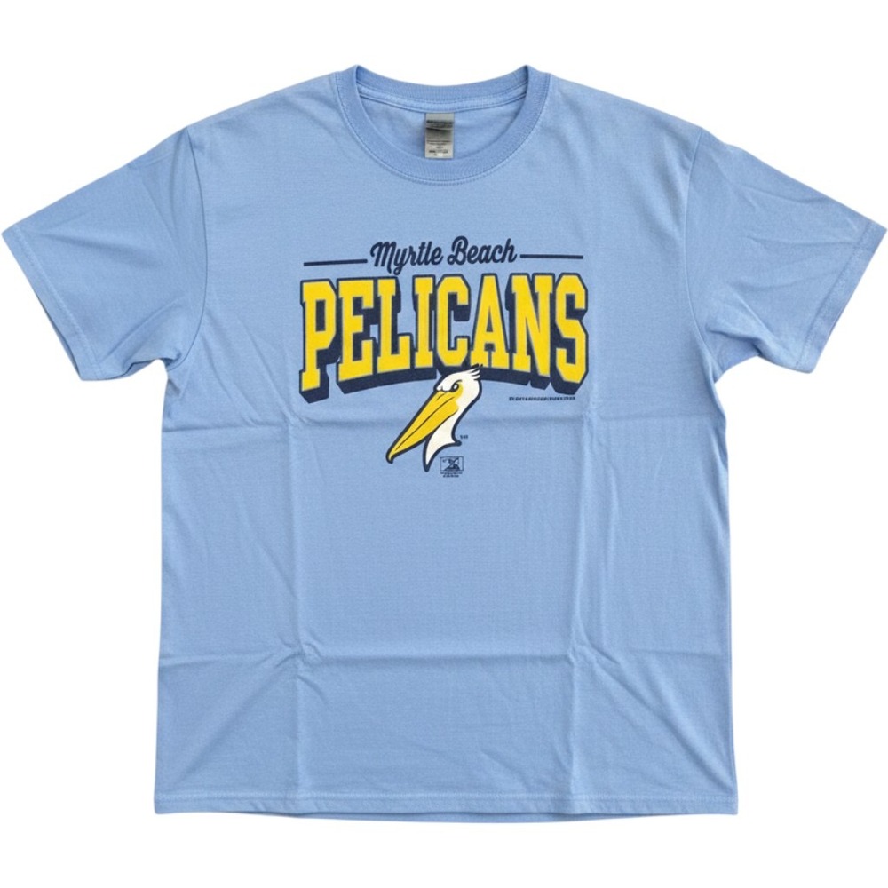 Gildan T-Shirt Mens M Blue Myrtle Beach‎ Pelicans Baseball Graphic SGA Medium